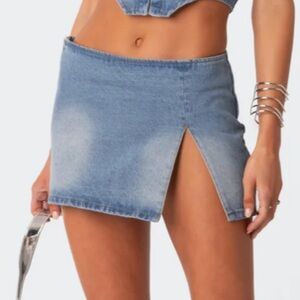 Edikted katrina slitted denim mini skirt